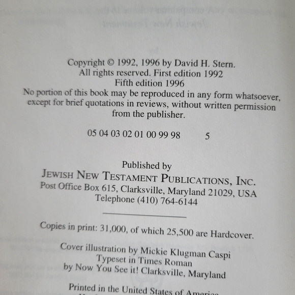 The Jewish New Testament Commentary: A Companion Vo... by David H Stern HC 1996 - Picture 9 of 9